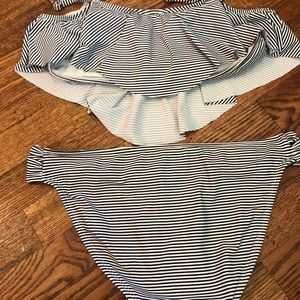 Black and white striped bikini